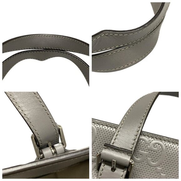 GUCCI GG Embossed Medium Tote Bag Gray Leather - Tote Bag  1165-031725 - Picture 8 of 14